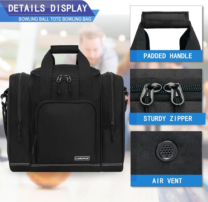 LARIPOP Bowling Ball Bag for Single Ball, 2022 Bowling Ball Tote Bowling bag with Padded Holder - Fits Shoes up to Mens Size 14 and Bowling Accessories - Image 4